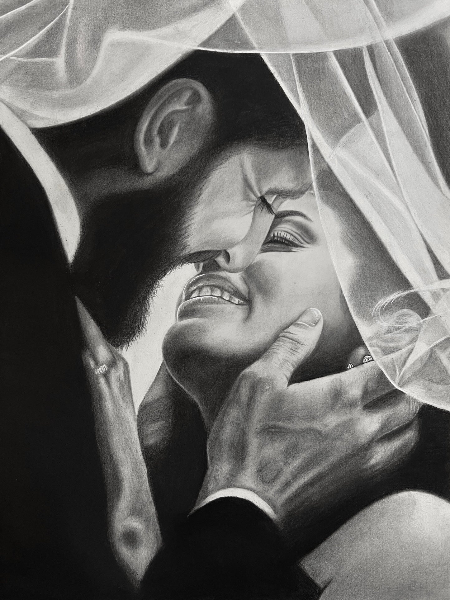 LIVE Wedding + Event Realism Portrait | Graphite + Charcoal